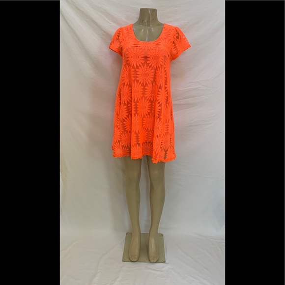 Kimchi Blue Sz Medium Orange Sunflower Lace Dress - Picture 4 of 13